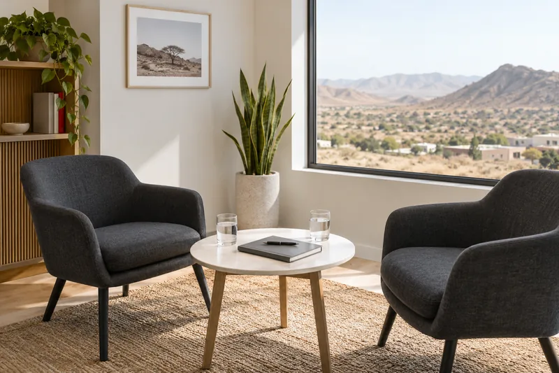 Illustrative consultation space for a focused business conversation